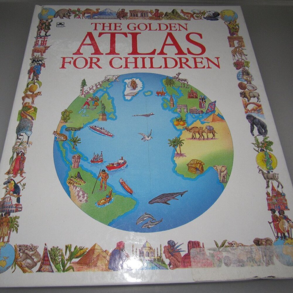 The Golden Atlas for Children Hardcover Illustrated World Geography Book Vintage